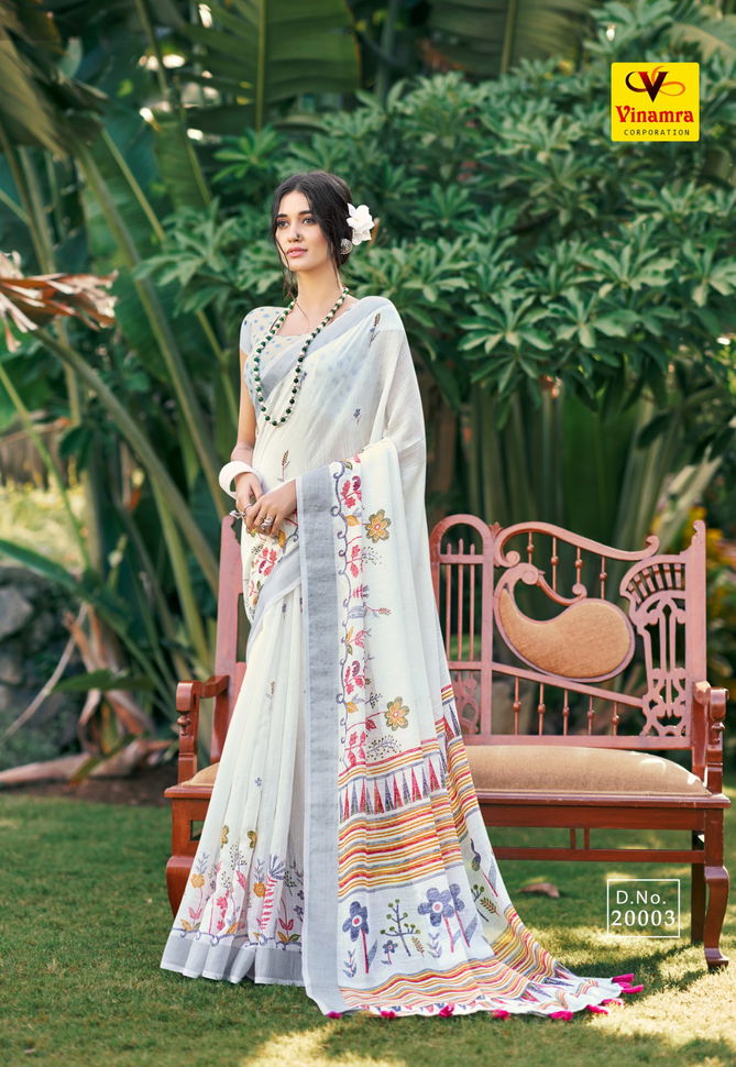 Vinamra White And White Vol 1 Printed Sarees Catalog
